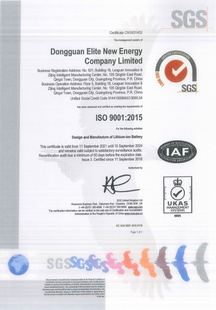چین Shenzhen Elite New Energy Co., Ltd. گواهینامه ها