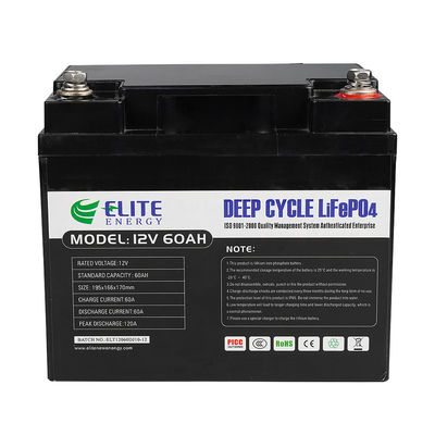 خورشید لیتیوم فسفات 60Ah 12V LiFePO4 باتری بسته چرخه عمیق